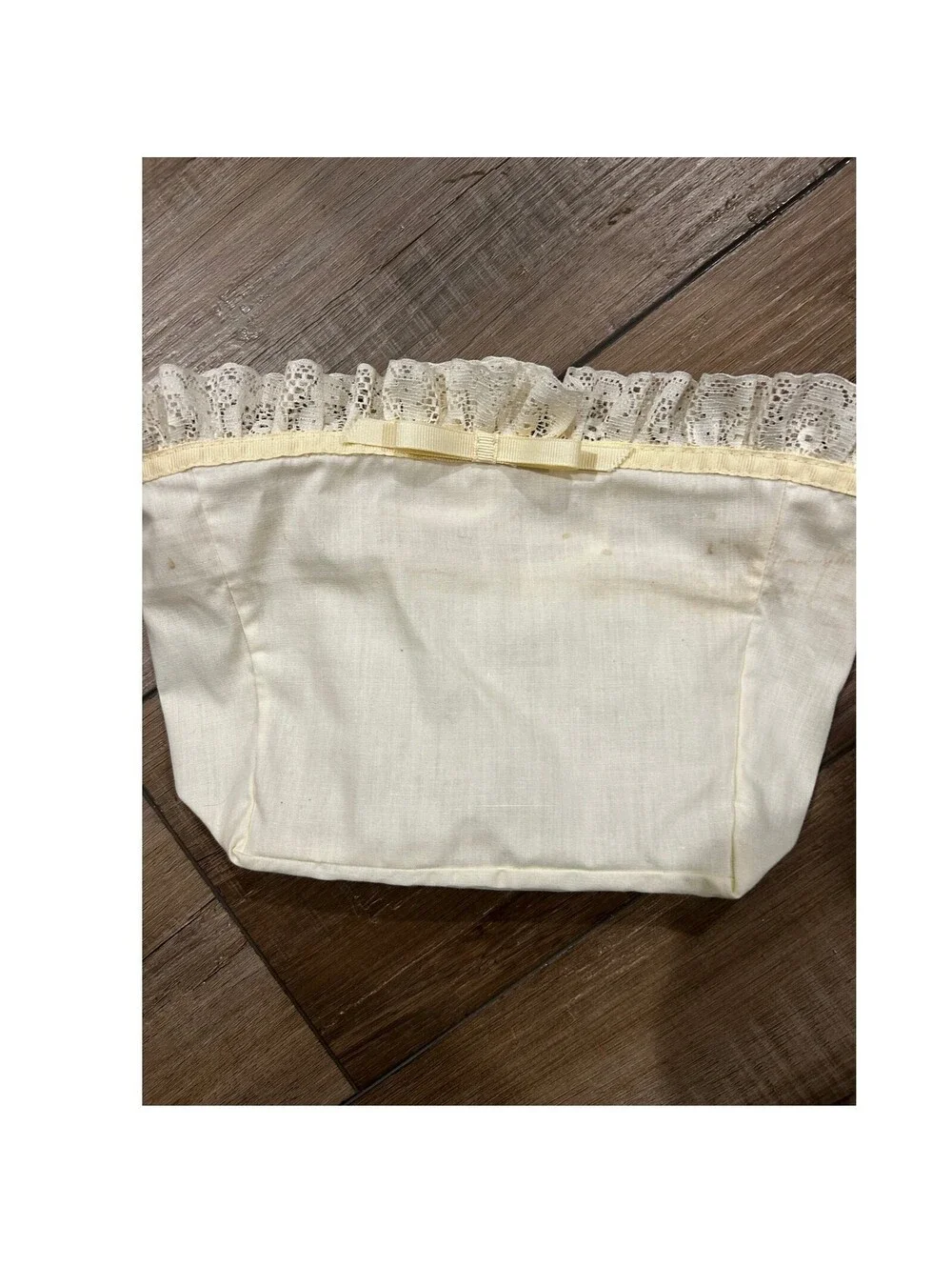 Longaberger MEDIUM KEY Basket Fabric Liner Muslin & Lace off white